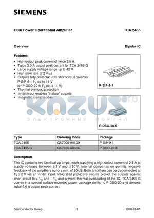 Q67000-A8109 datasheet - Dual Power Operational Amplifier