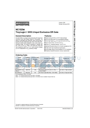 NC7SZ86L6X datasheet - TinyLogic UHS 2-Input Exclusive-OR Gate