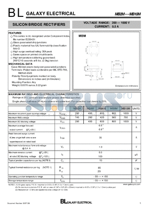 MB6M datasheet - SILICON BRIDGE RECTIFIERS