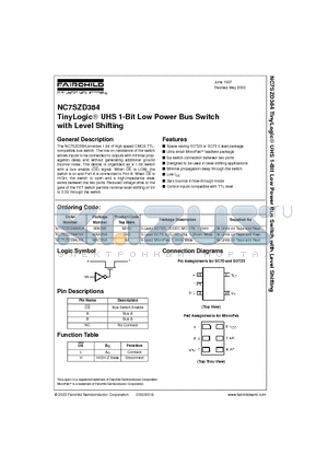 NC7SZD384 datasheet - TinyLogic UHS 1-Bit Low Power Bus Switch