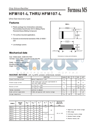 HFM101-L datasheet - Chip Silicon Rectifier - Ultra fast recovery type