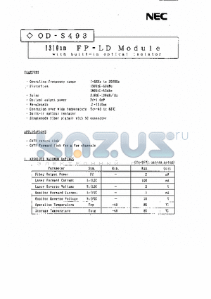 OD-S493 datasheet - 1310nm FP-LD Module