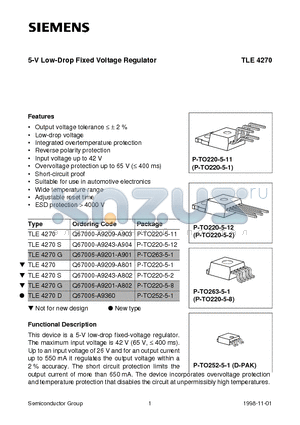 Q67000-A9209-A903 datasheet - 5-V Low-Drop Fixed Voltage Regulator