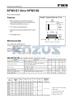 HFM105 datasheet - Chip Silicon Rectifier - Fast recovery type