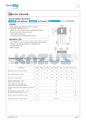 KBU10J datasheet - SILICON BRIDGE RECTIFIERS