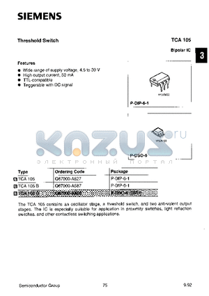 Q67000-A988 datasheet - THRESHOLD SWITCH