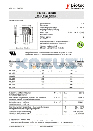 KBU12A_10 datasheet - Silicon-Bridge-Rectifiers