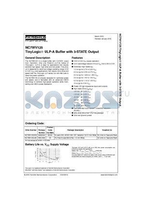 NC7WV125K8X datasheet - TinyLogic ULP-A Buffer with 3-STATE Output