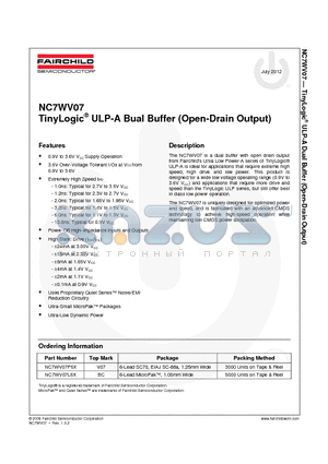 NC7WV07P6X_12 datasheet - TinyLogic^ ULP-A Bual Buffer (Open-Drain Output)