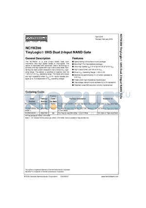 NC7WZ00K8X datasheet - TinyLogic UHS Dual 2-Input NAND Gate