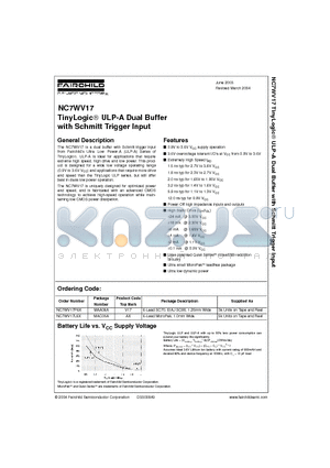 NC7WV17P6X datasheet - TinyLogic ULP-A Dual Buffer with Schmitt Trigger Input