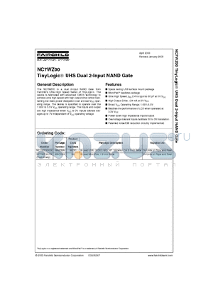 NC7WZ00 datasheet - TinyLogic UHS Dual 2-Input NAND Gate