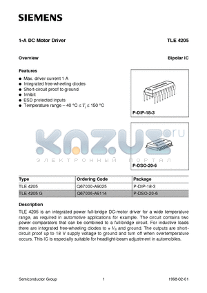 Q67006-A9114 datasheet - 1-A DC Motor Driver