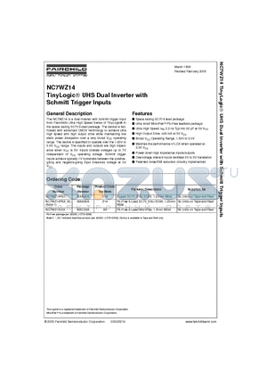 NC7WZ14L6X datasheet - TinyLogic UHS Dual Inverter with Schmitt Trigger Inputs