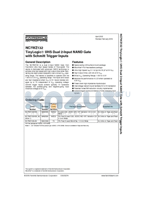 NC7WZ132K8X datasheet - TinyLogic UHS Dual 2-Input NAND Gate with Schmitt Trigger Inputs