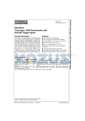 NC7WZ14_05 datasheet - TinyLogic UHS Dual Inverter with Schmitt Trigger Inputs