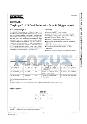 NC7WZ17P6X datasheet - TinyLogic UHS Dual Buffer with Schmitt Trigger Inputs