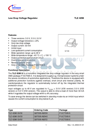 Q67006-A9340 datasheet - Low Drop Voltage Regulator