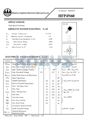 HFP4N60 datasheet - N-Channel MOSFET