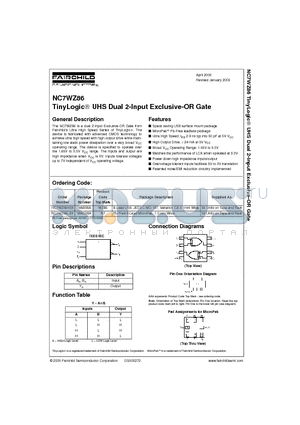 NC7WZ86 datasheet - TinyLogic UHS Dual 2-Input Exclusive-OR Gate