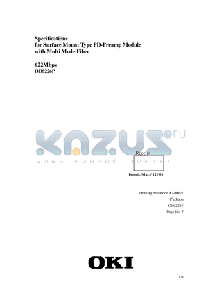 OD8226P datasheet - Specifications for Surface Mount Type PD-Preamp Module with Multi Mode Fiber