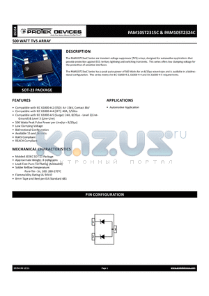 PAM10ST2315C datasheet - 500 WATT TVS ARRAY