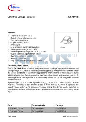 Q67006-A9608 datasheet - Low Drop Voltage Regulator