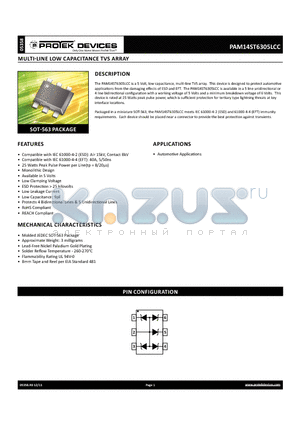 PAM14ST6305LCC datasheet - MULTI-LINE LOW CAPACITANCE TVS ARRAY