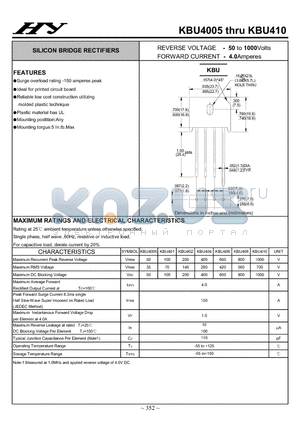 KBU401 datasheet - SILICON BRIDGE RECTIFIERS