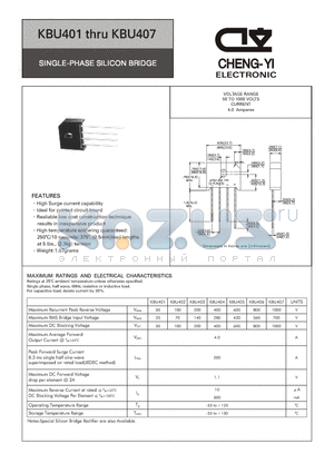 KBU401 datasheet - SINGLE-PHASE SILICON BRIDGE