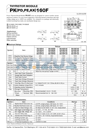 PK160F120 datasheet - THYRISTOR MODULE