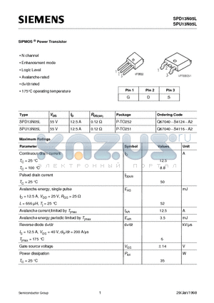 Q67040-S4116-A2 datasheet - SIPMOS Power Transistor
