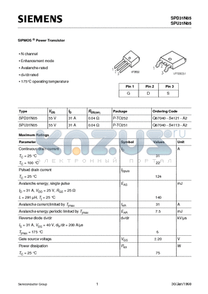 Q67040-S4121-A2 datasheet - SIPMOS Power Transistor