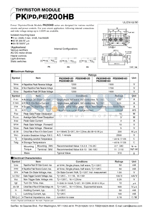 PK200HB datasheet - THYRISTOR MODULE