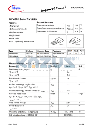 Q67040-S4182-A2 datasheet - SIPMOS-R POWER TRANSISTOR