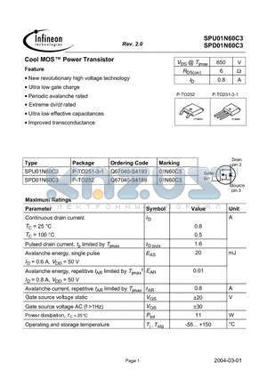 Q67040-S4188 datasheet - Cool MOS Power Transistor