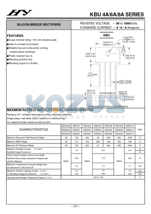 KBU410 datasheet - SILICON BRIDGE RECTIFIERS