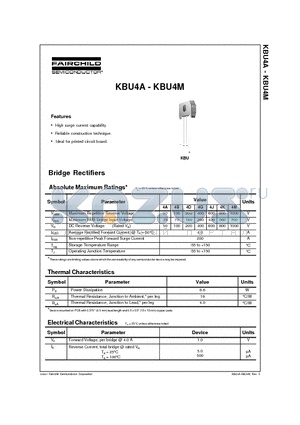 KBU4A datasheet - Bridge Rectifiers