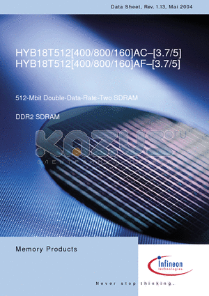 HYB18T512800AF-5 datasheet - 512-Mbit Double-Data-Rate-Two SDRAM