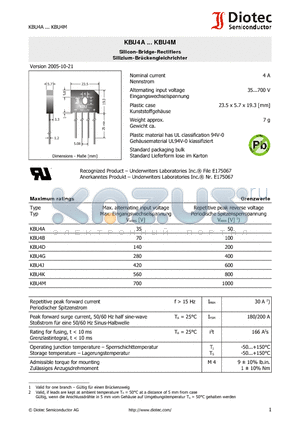 KBU4B datasheet - Silicon-Bridge-Rectifiers