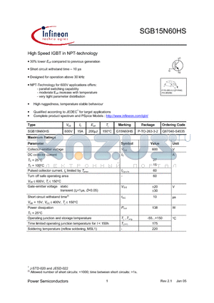 Q67040-S4535 datasheet - High Speed IGBT in NPT-technology