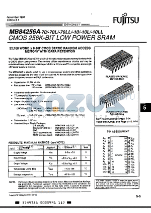 MB84256A-70PF datasheet - CMOS 256K-BIT LOW POWER SRAM