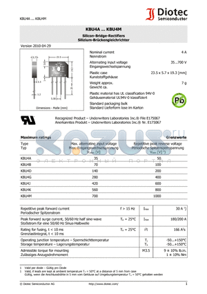 KBU4K datasheet - Silicon-Bridge-Rectifiers