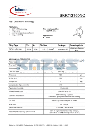 Q67041-A4688-A001 datasheet - IGBT Chip in NPT-technology