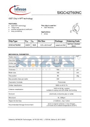 Q67041-A4692-A001 datasheet - IGBT Chip in NPT-technology