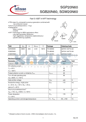 Q67041-A4712-A4 datasheet - Fast S-IGBT in NPT-technology