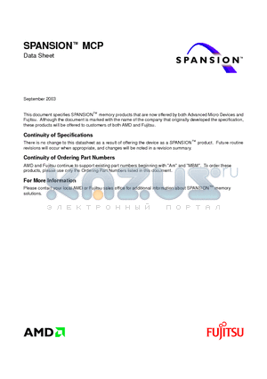 MB84SF6H6H6L2-70PBS datasheet - 3 Stacked MCP (Multi-Chip Package) FLASH & FLASH & FCRAM 128M (X16) Burst FLASH MEMORY & 128M (X16) Page/Burst Mobile FCRAM