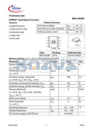 Q67041-S4029 datasheet - SIPMOS Small-Signal-Transistor