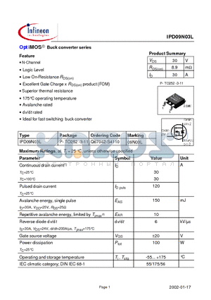 Q67042-S4110 datasheet - OptiMOS  Buck converter series