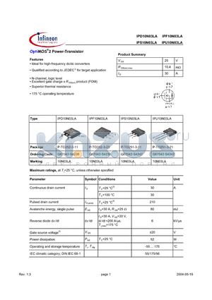 Q67042-S4238 datasheet - OptiMOS2 Power-Transistor